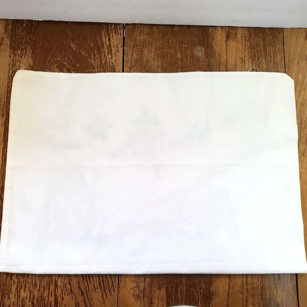 Vintage Hand Embroidered Floral Pillowcases White Cotton Pair 2 Cottagecore